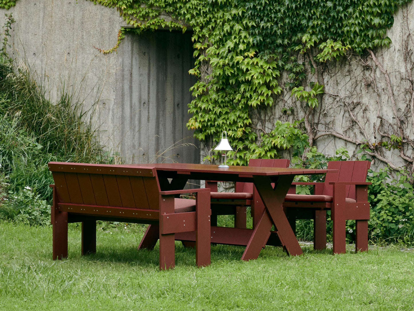 Crate Dining Table by HAY - Length: 180 cm / Iron Red Lacquered Pinewood