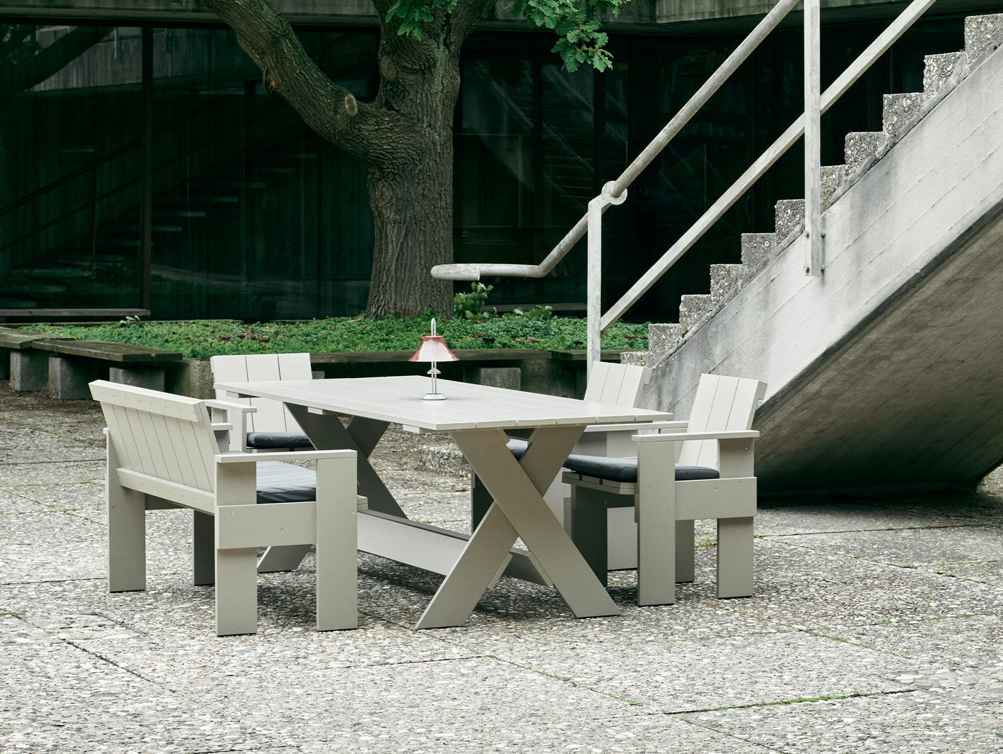 Crate Dining Table by HAY - Length: 230 cm / London Fog Lacquered Pinewood