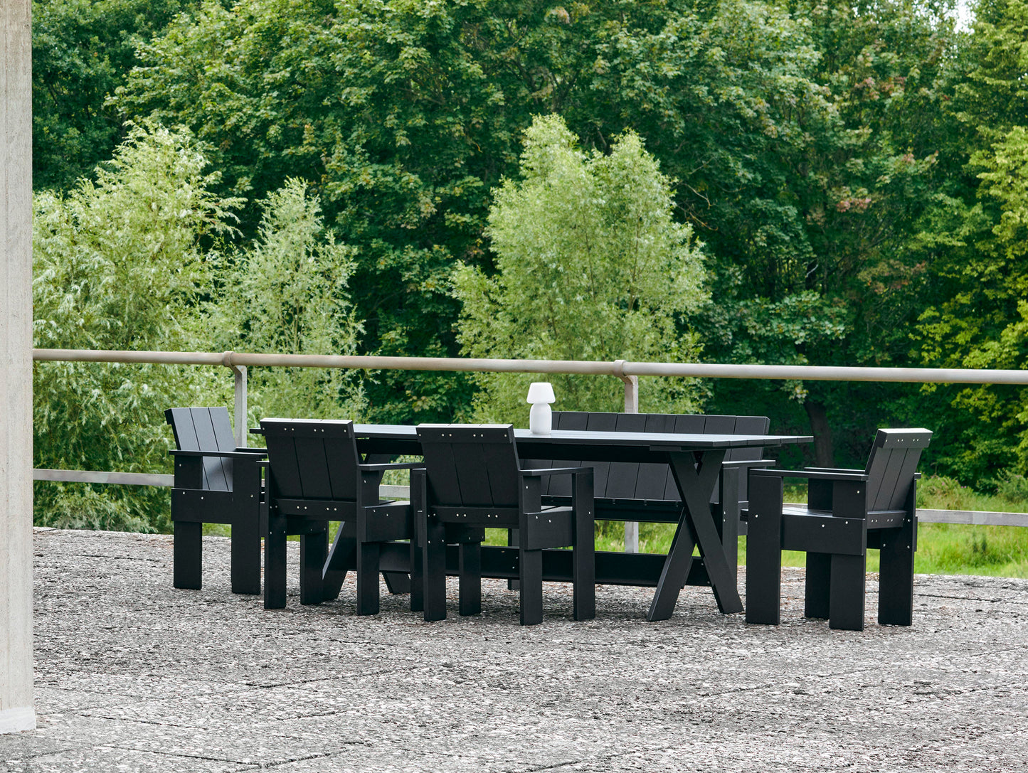 Crate Dining Table by HAY - Length: 180 cm / Black Lacquered Pinewood