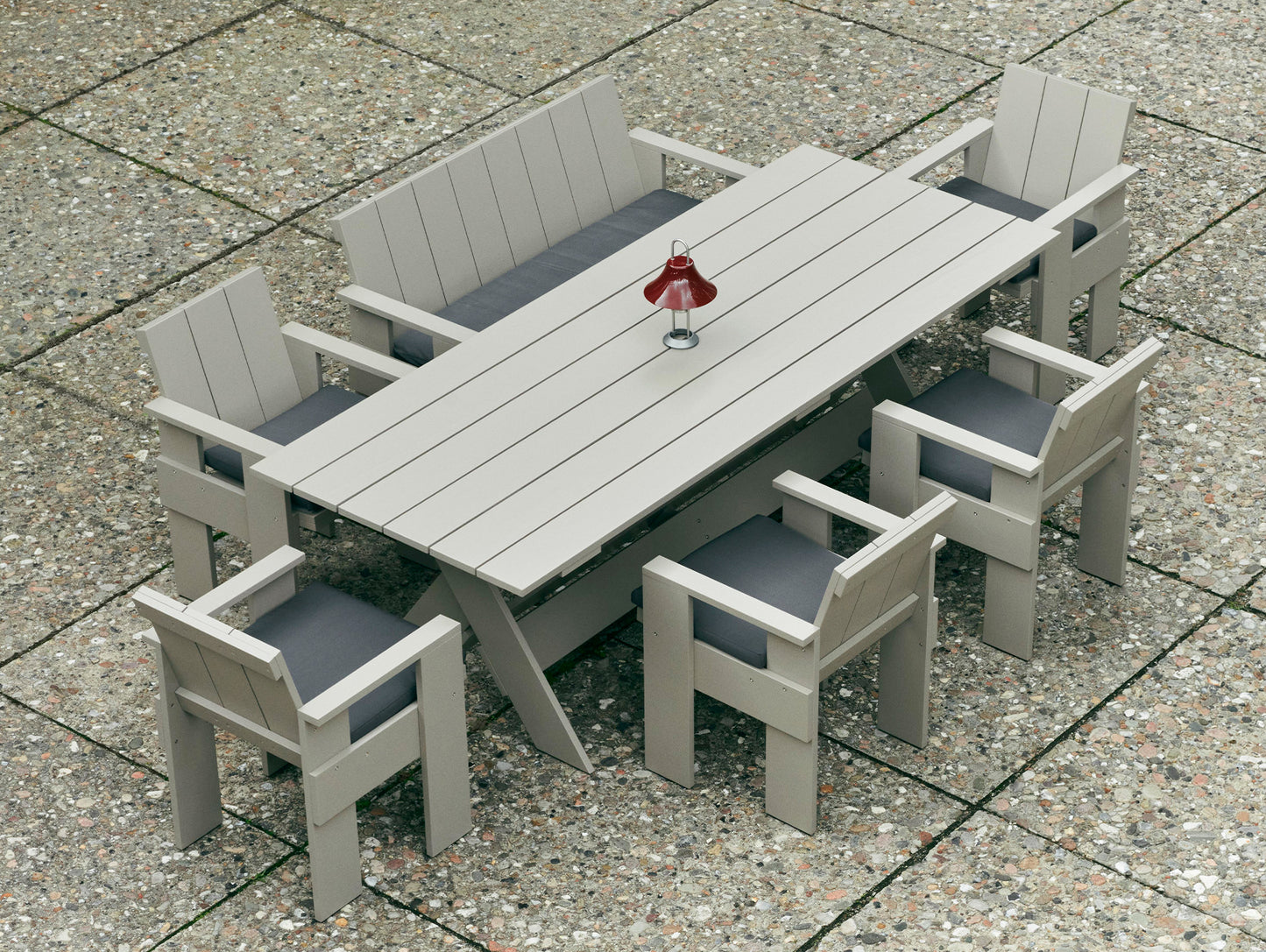 Crate Dining Table by HAY - Length: 230 cm / London Fog Lacquered Pinewood