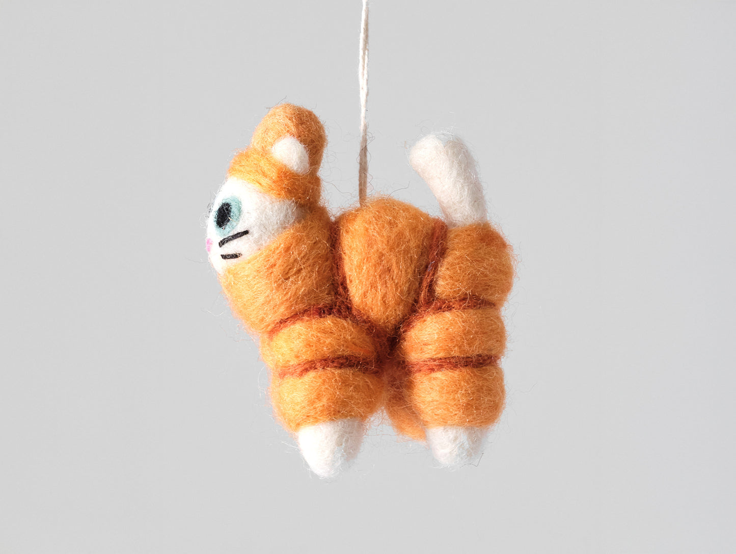 Lee, Cat in Orange Puffa Felt Hanging Decorations