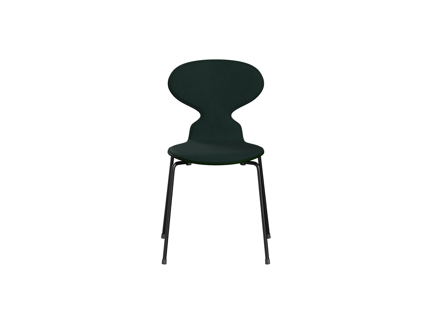 Ant Chair Front Upholstered - 4 Legs by Fritz Hansen - Black Powder-Coated Steel / Evergreen Lacquered Shell / Vidar 4 1062