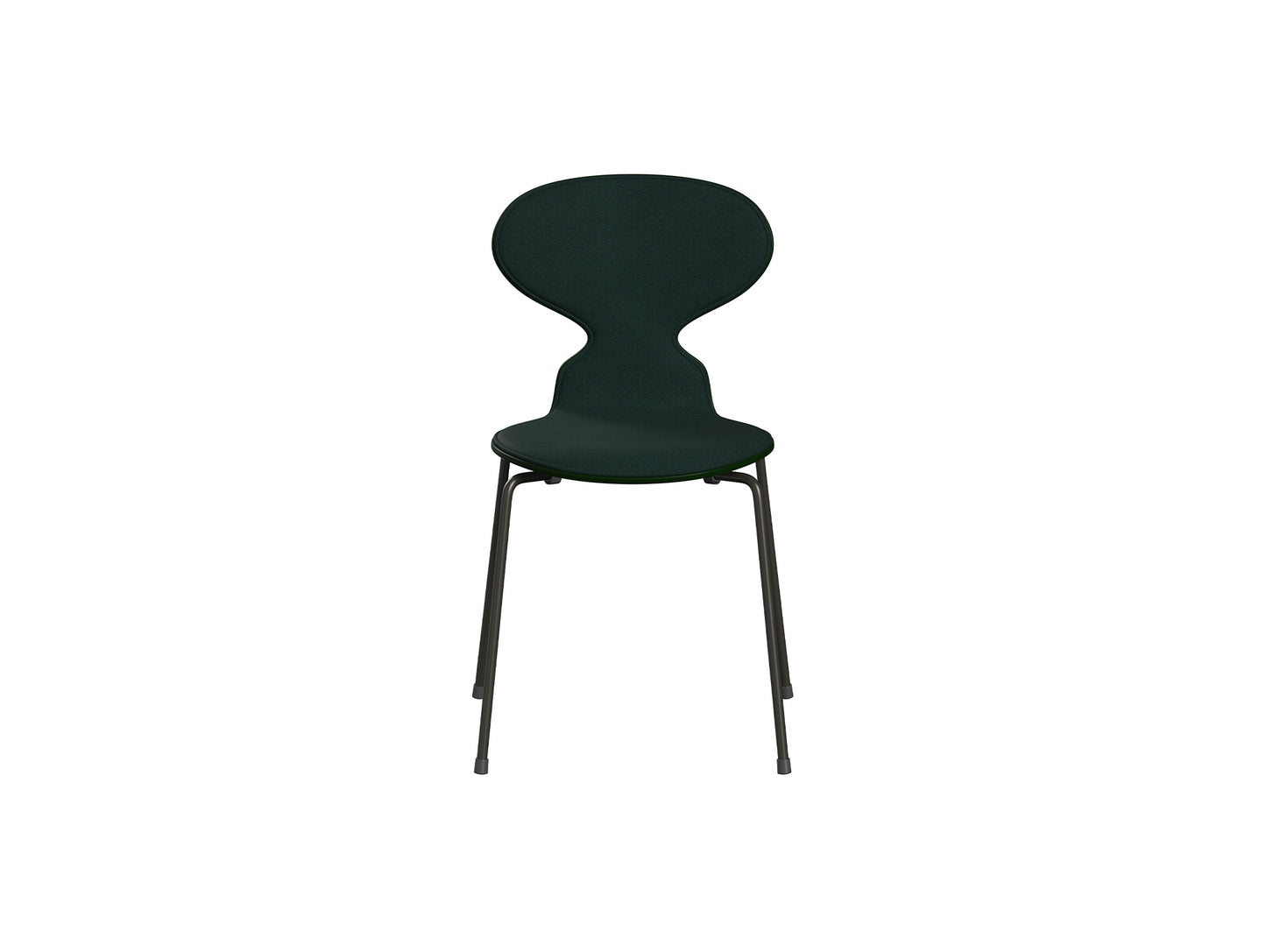 Ant Chair Front Upholstered - 4 Legs by Fritz Hansen - Brown Bronze Powder-Coated Steel / Evergreen Lacquered Shell / Vidar 4 1062