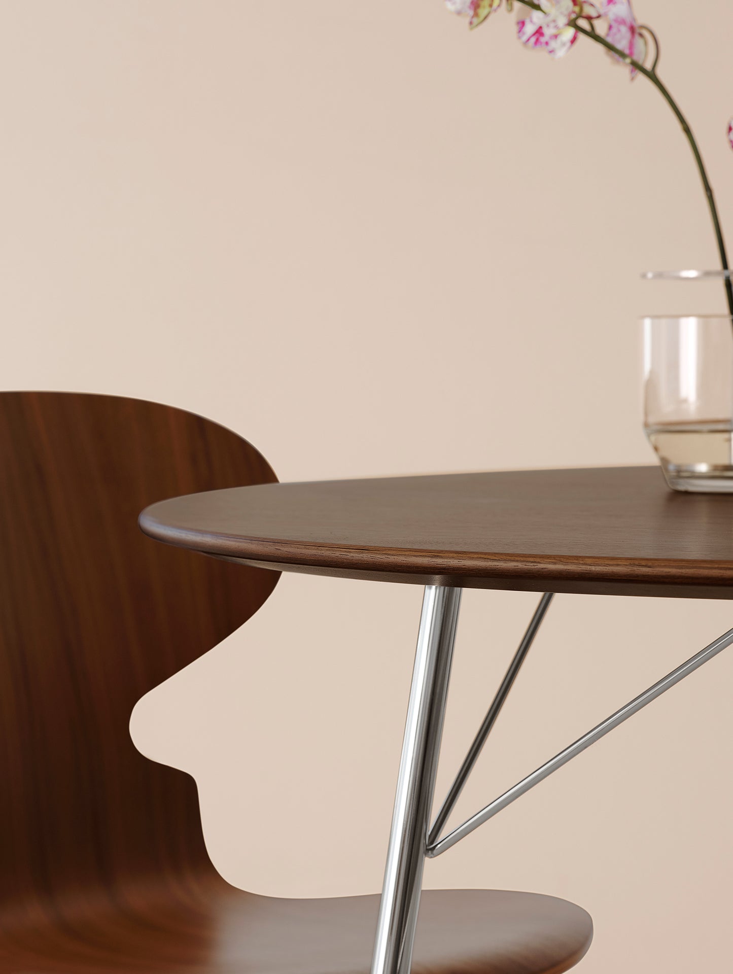 Ant Chair 4 Legs by Fritz Hansen - Walnut Veneer Shell / Chromed Steel Base