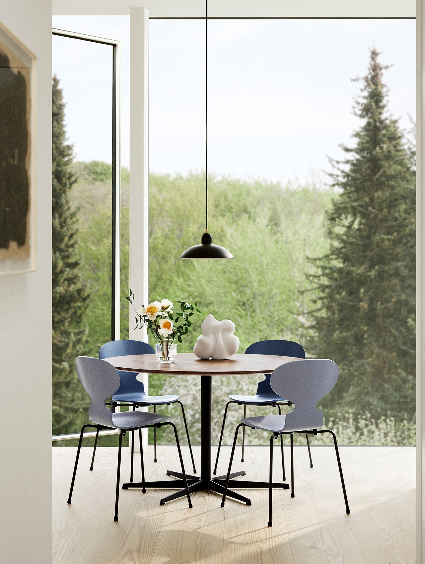 Ant Chair 4 Legs by Fritz Hansen - Coloured Lavender Blue with Brown Bronze Base / Coloured Dusk Blue with Brown Bronze Base