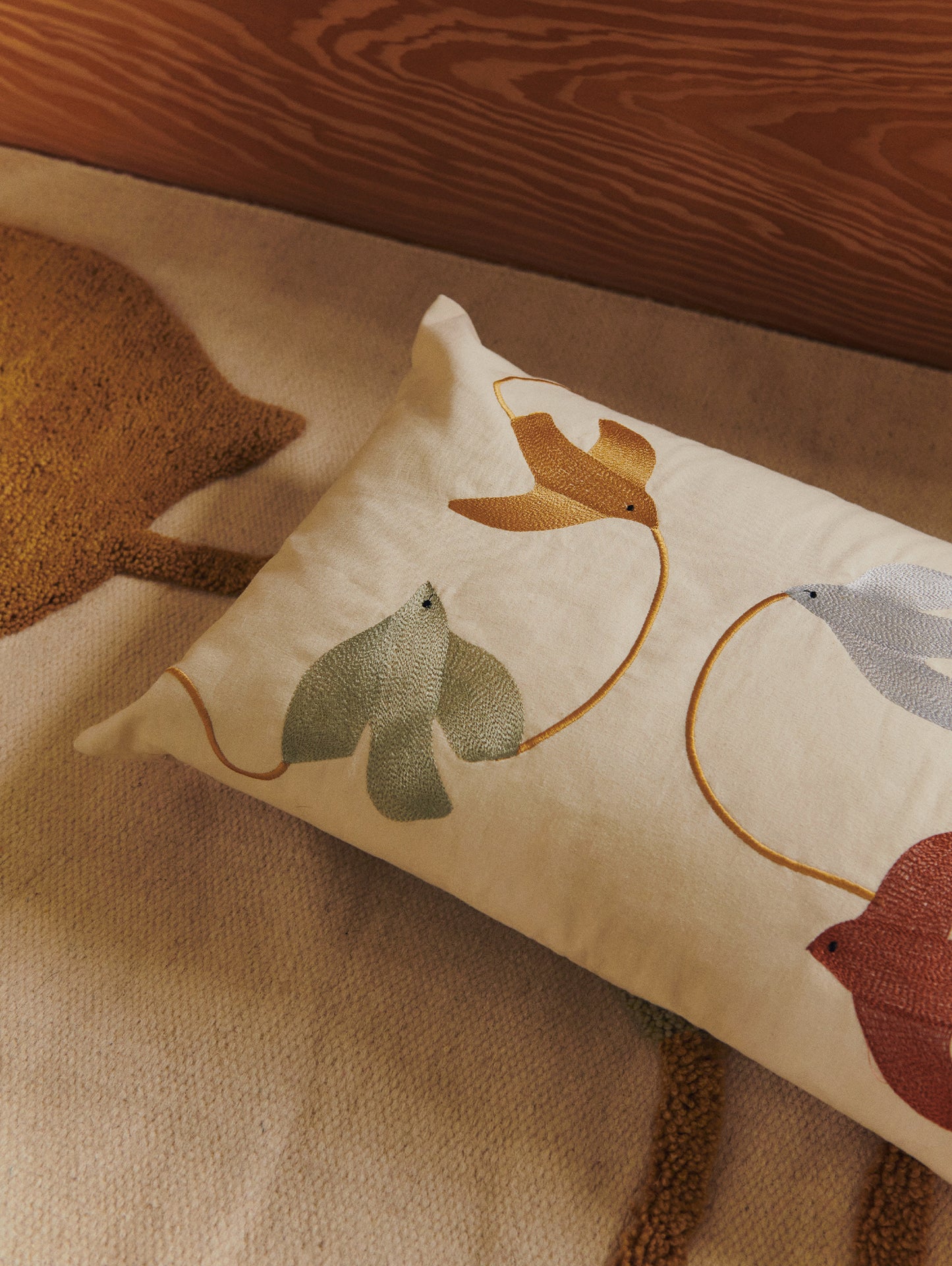 Swif Bird Embroidered Cushion by Ferm Living