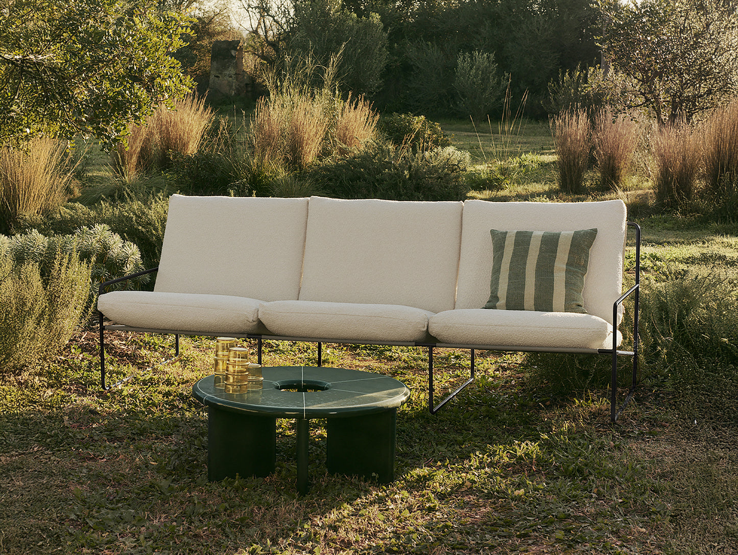 Desert 3-Seater Sofa by Ferm Living - Dark Frame / Pure Boucle