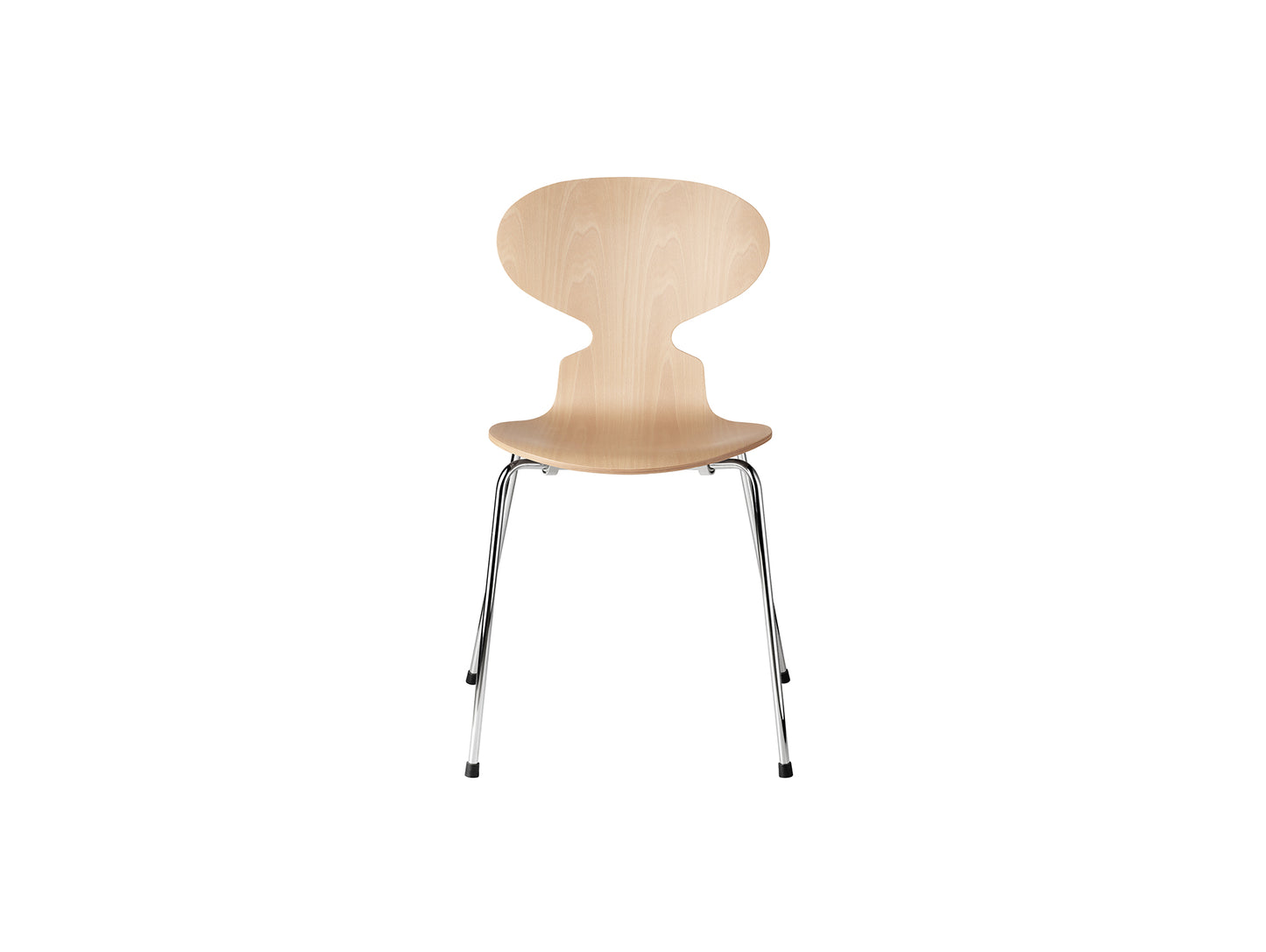 Ant Chair 4 Legs by Fritz Hansen - Natural Veneer Shell / Chromed Steel Base / Beech