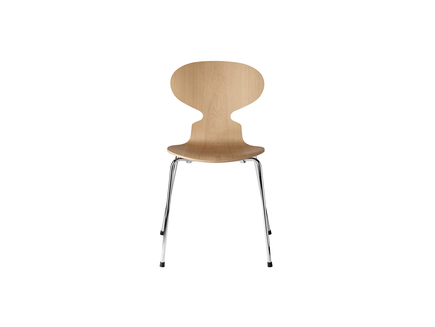 Ant Chair 4 Legs by Fritz Hansen - Natural Veneer Shell / Chromed Steel Base / Oak