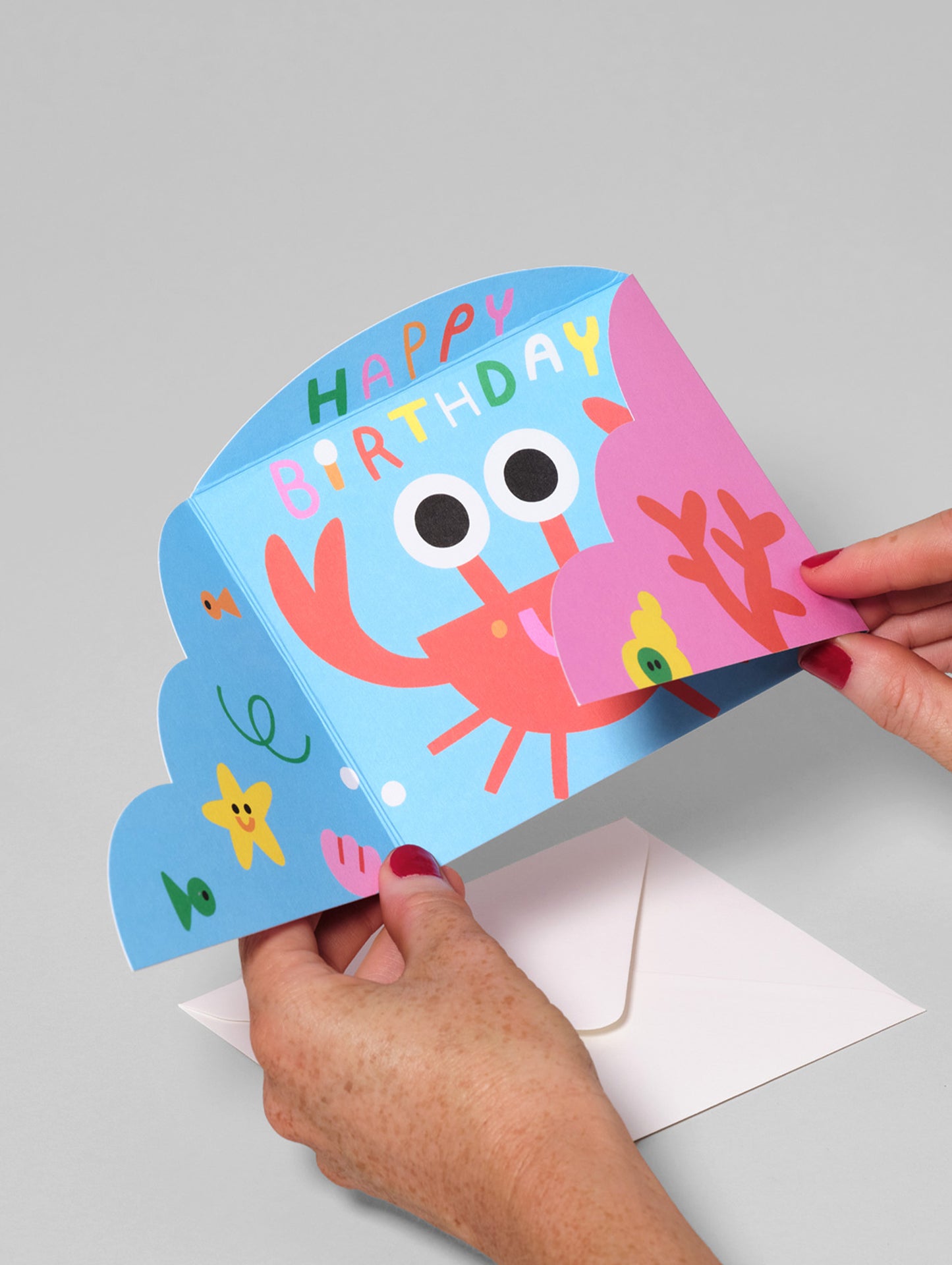 'Hiding Crab' Fold Out Greetings Card by Wrap