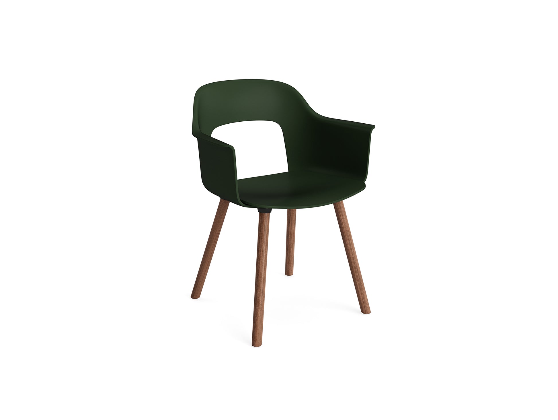 Layout Armchair Wood Base by HAY - Polypropylene Seat (221) / Lacquered Walnut Base / Bottle Green