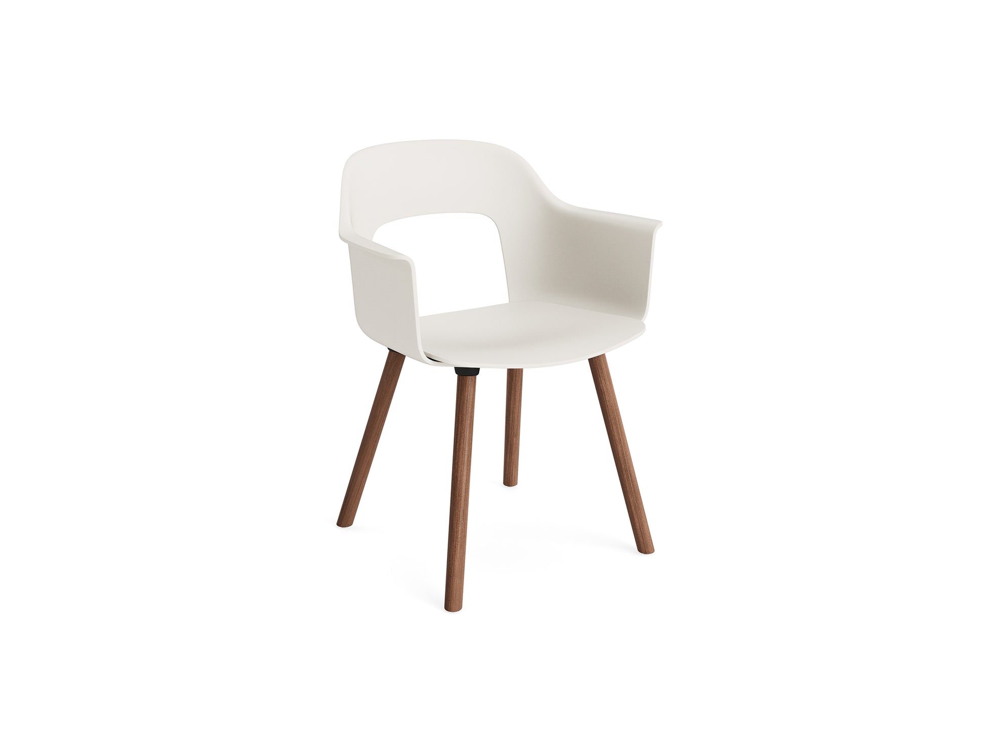 Layout Armchair Wood Base by HAY - Polypropylene Seat (221) / Lacquered Walnut Base / Cream White