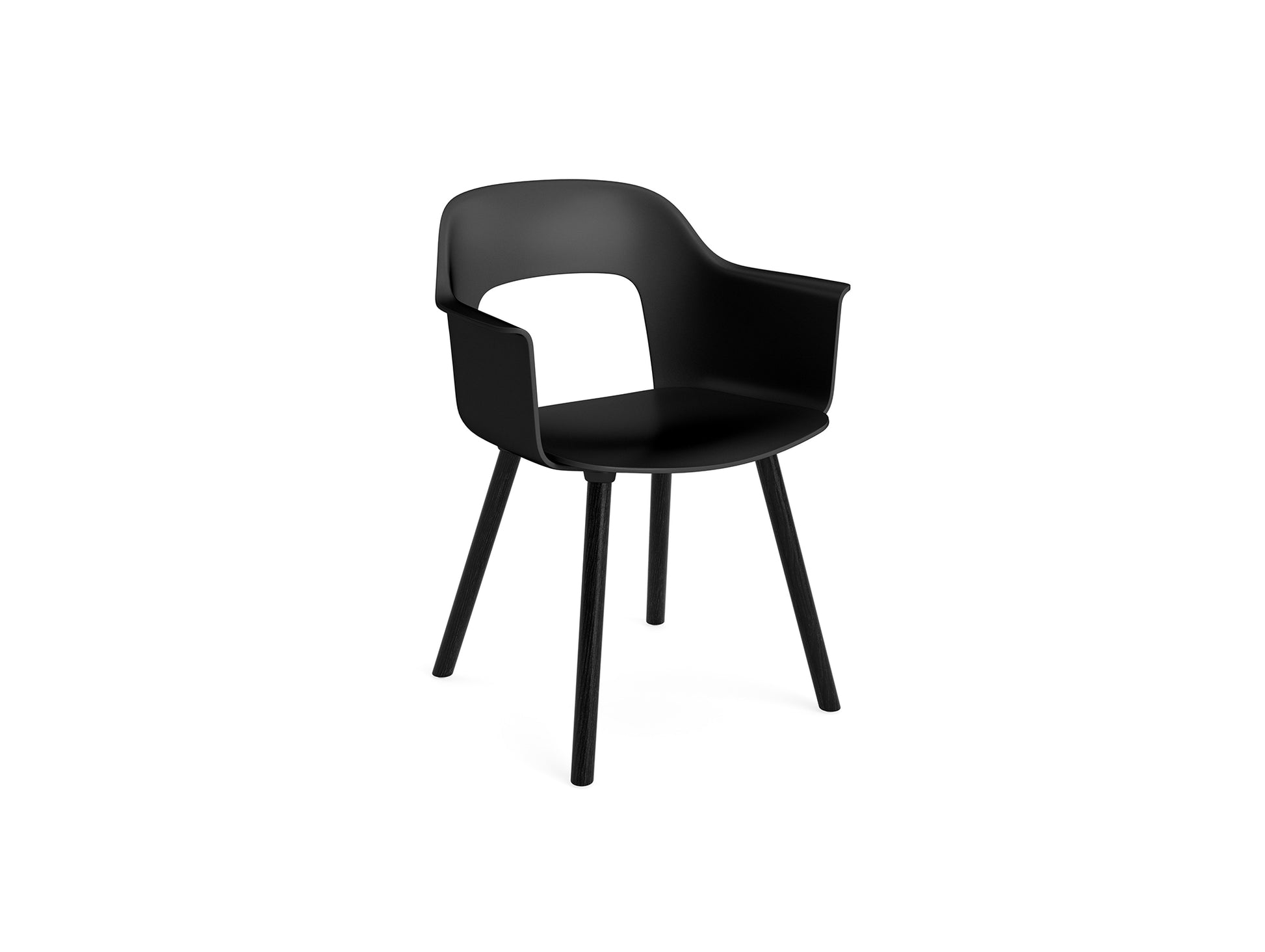 Layout Armchair Wood Base by HAY - Polypropylene Seat (221) / Black Lacquered Oak Base / Black