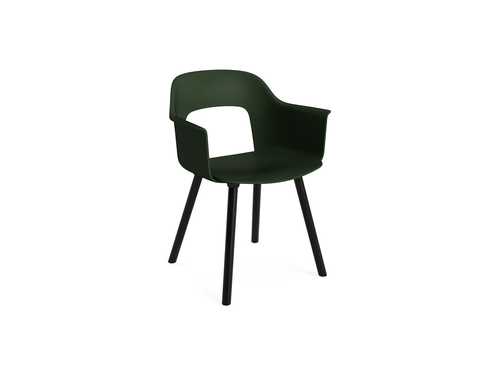 Layout Armchair Wood Base by HAY - Polypropylene Seat (221) / Black Lacquered Oak Base / Bottle Green