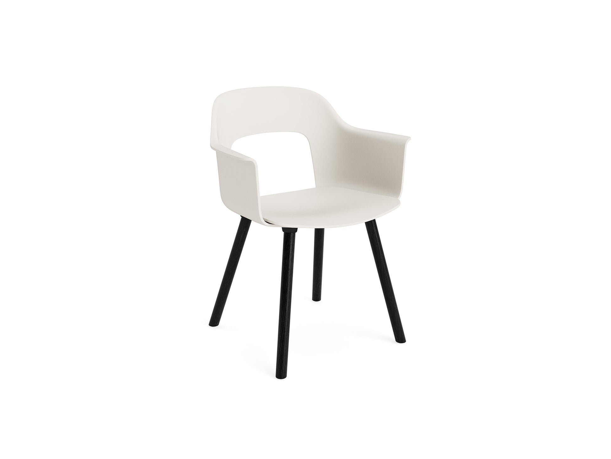 Layout Armchair Wood Base by HAY - Polypropylene Seat (221) / Black Lacquered Oak Base / Cream White
