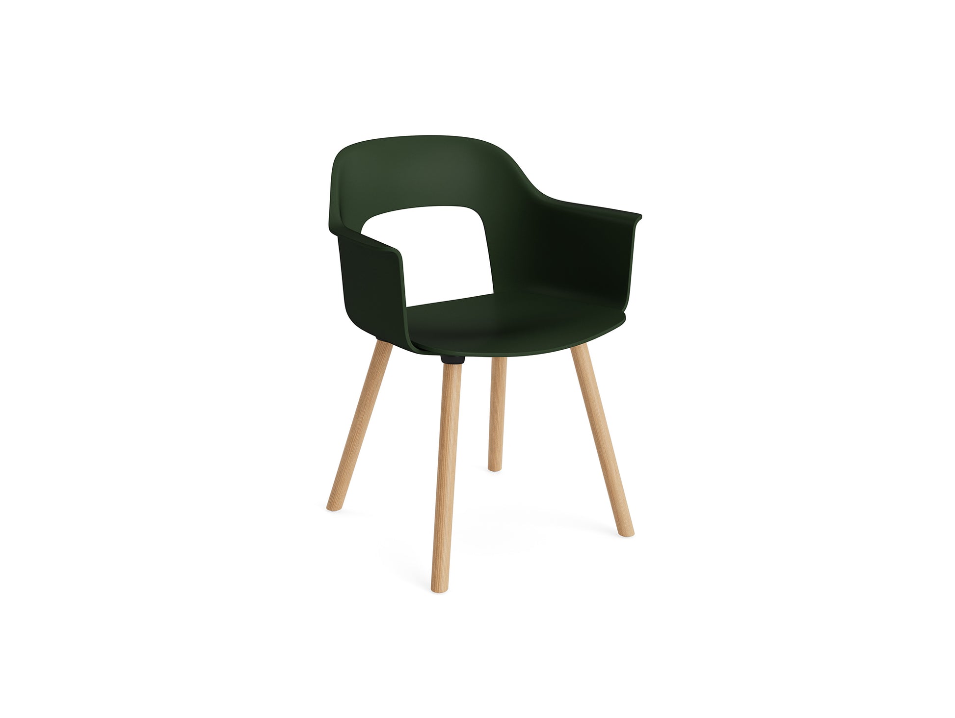 Layout Armchair Wood Base by HAY - Polypropylene Seat (221) / Lacquered Oak Base / Bottle Green