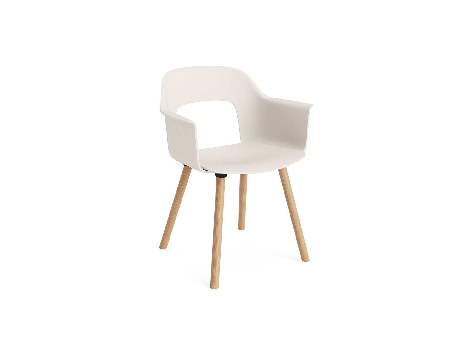 Layout Armchair Wood Base by HAY - Polypropylene Seat (221) / Lacquered Oak Base / Cream White
