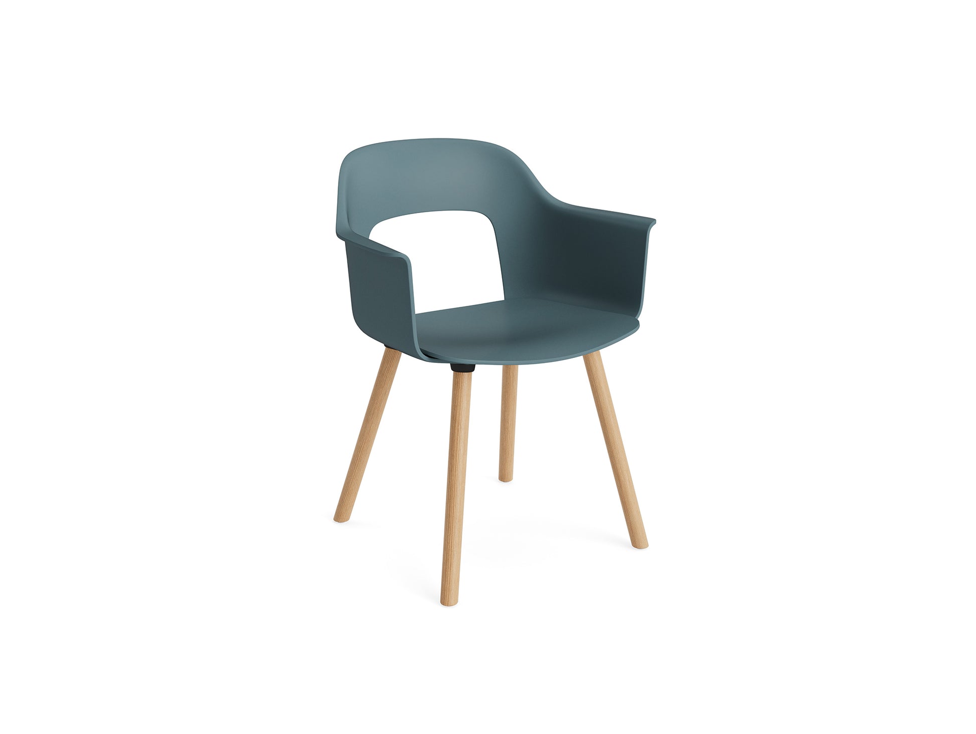 Layout Armchair Wood Base by HAY - Polypropylene Seat (221) / Lacquered Oak Base / Ocean