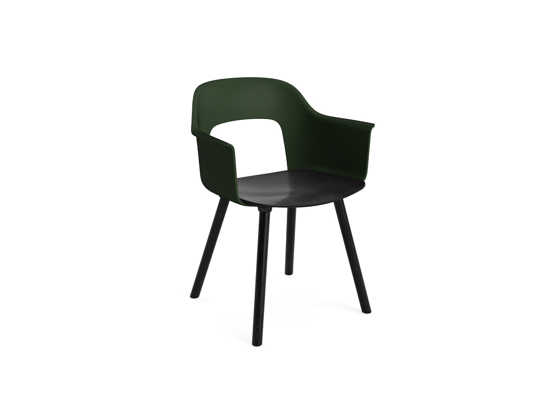 Layout Armchair Wood Base by HAY - Plywood Seat (222) / Black Lacquered Oak Base / Bottle Green / Black Oak Seat