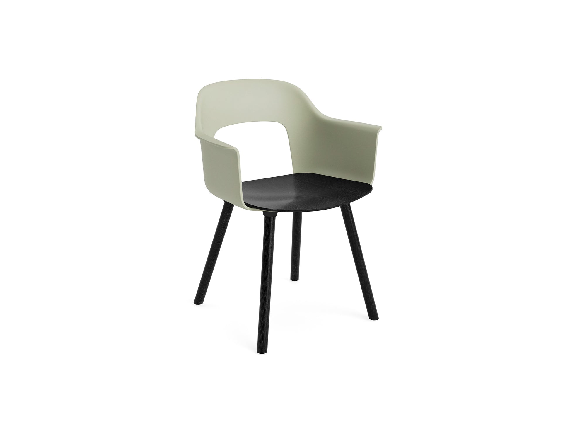 Layout Armchair Wood Base by HAY - Plywood Seat (222) / Black Lacquered Oak Base / Pastel Green / Black Oak Seat