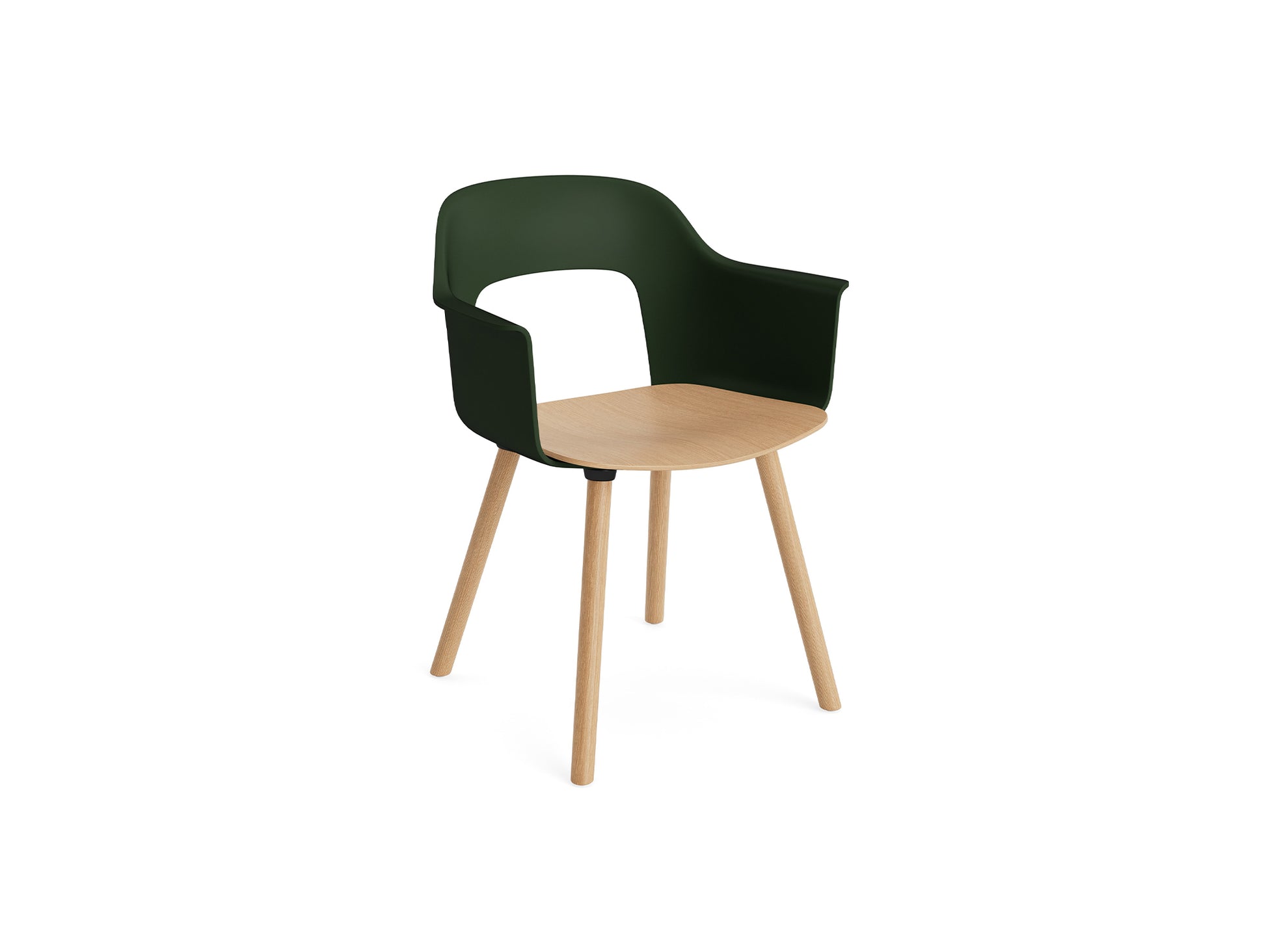 Layout Armchair Wood Base by HAY - Plywood Seat (222) / Lacquered Oak Base / Bottle Green / Oak Seat