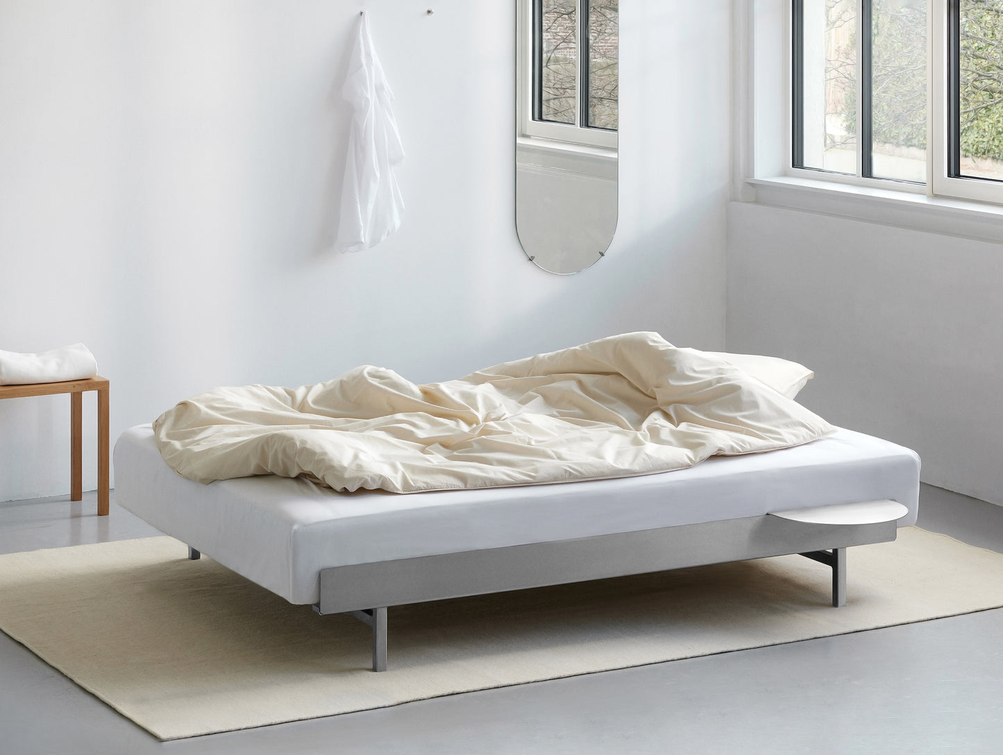 Bed 90 - 180 cm Stainless Steel (Low) by Moebe