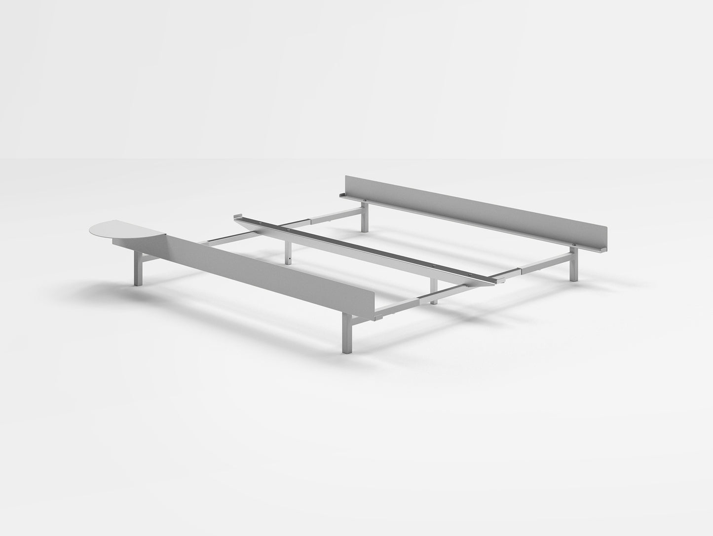 Bed 90 - 180 cm Stainless Steel (Low) by Moebe - Bed Frame / with NO SLATS / 1 Side Table