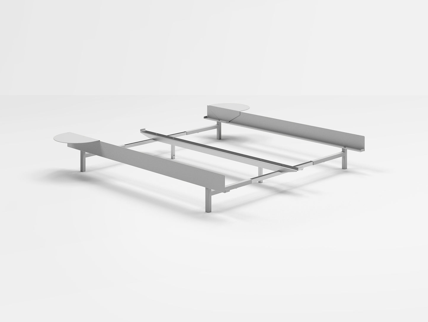 Bed 90 - 180 cm Stainless Steel (Low) by Moebe - Bed Frame / with NO SLATS / 2 Side Tables