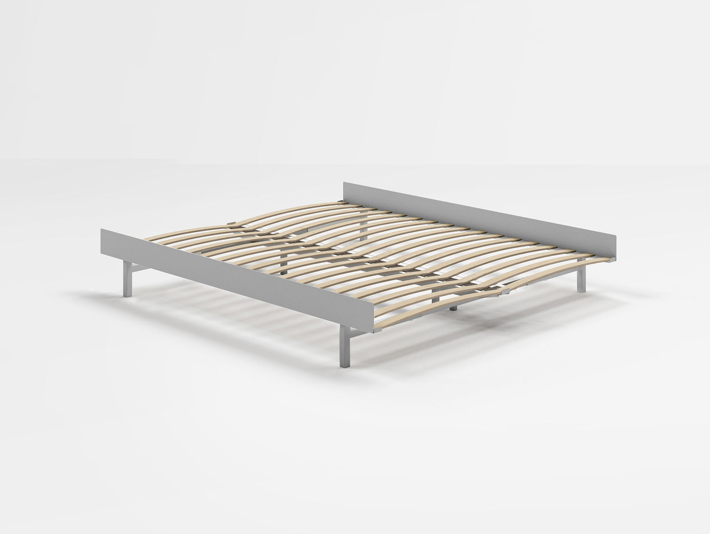 Bed 90 - 180 cm Stainless Steel (Low) by Moebe - Bed Frame / with 160cm wide Slats