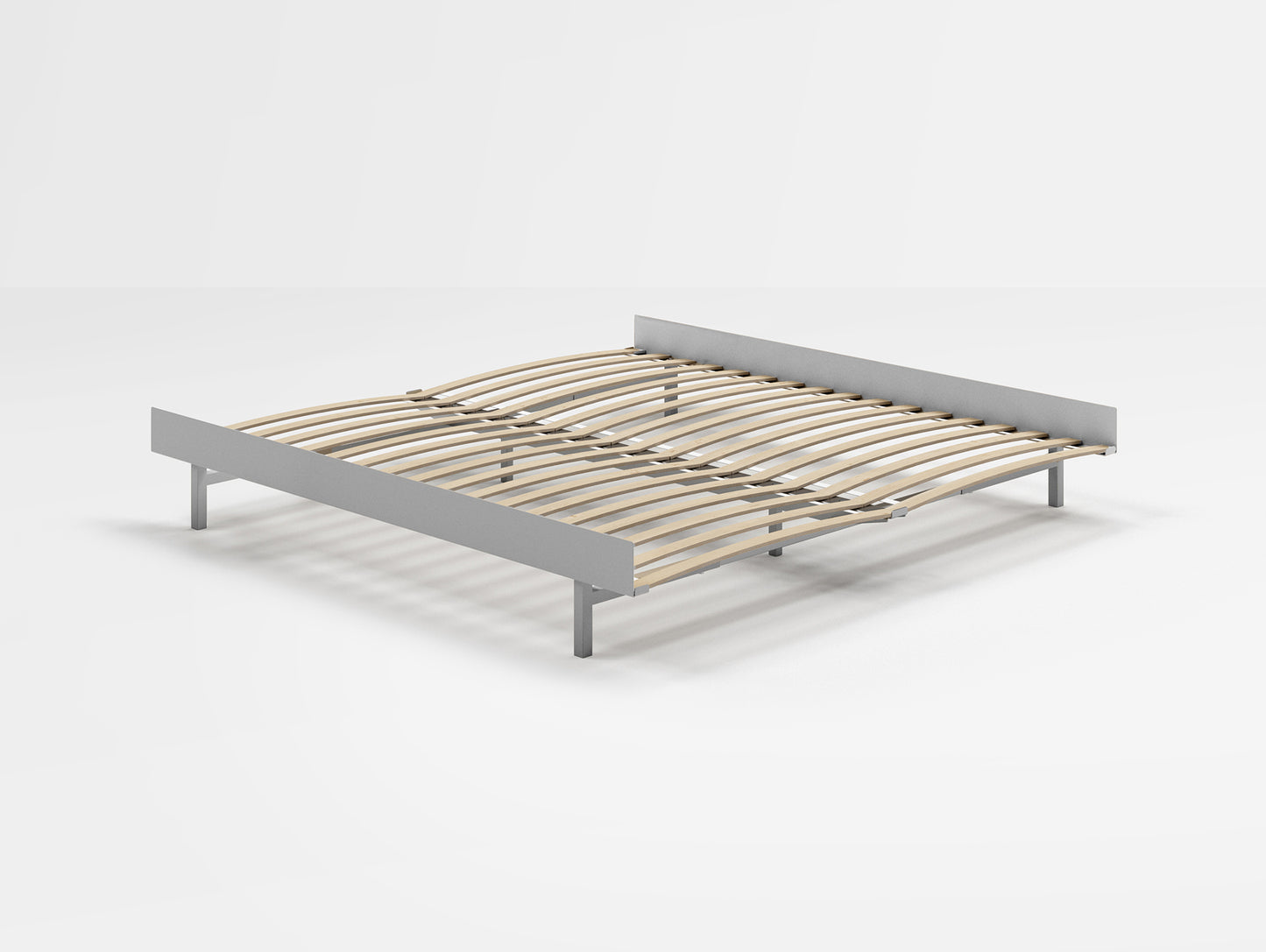 Bed 90 - 180 cm Stainless Steel (Low) by Moebe - Bed Frame / with 180cm wide Slats