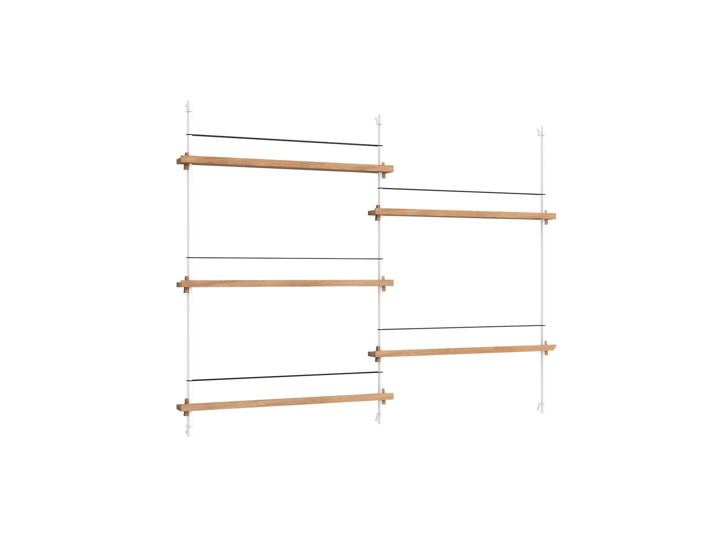 Magazine Shelving Sets (115 cm) by Moebe - MS 115.2 / White Uprights / Oak