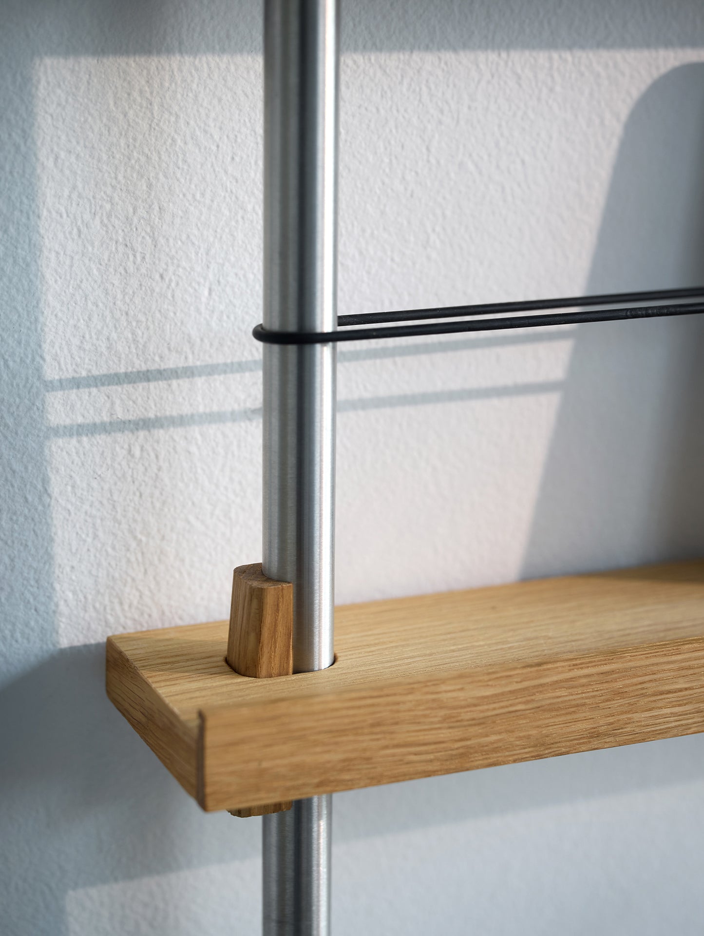 Magazine Shelving Sets (65 cm) by Moebe - Stainless Steel Uprights / Oiled Oak