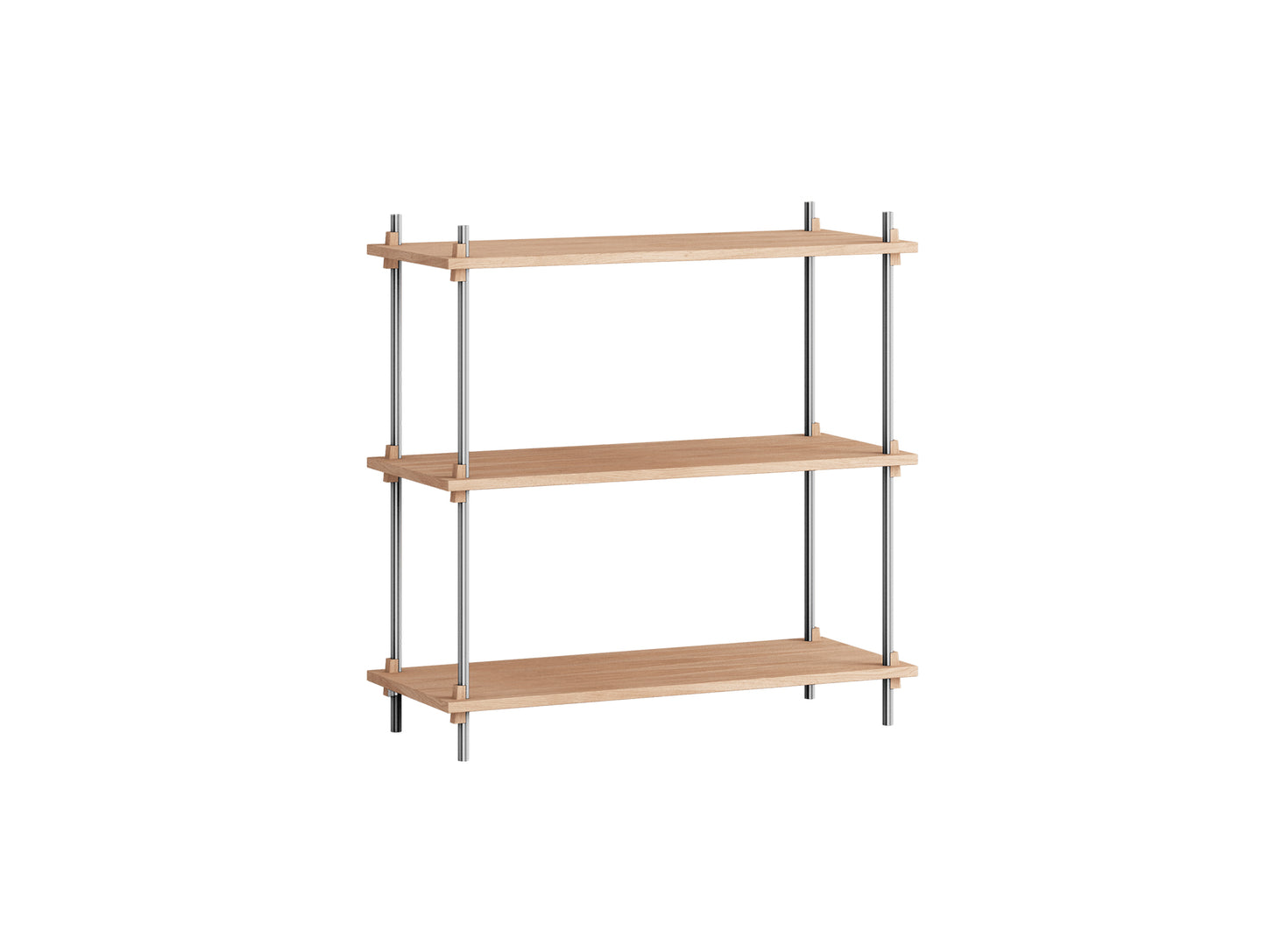 Shelving System Sets (85 cm) by Moebe - S.85.1.A / Stainless Steel Uprights / Oiled Oak