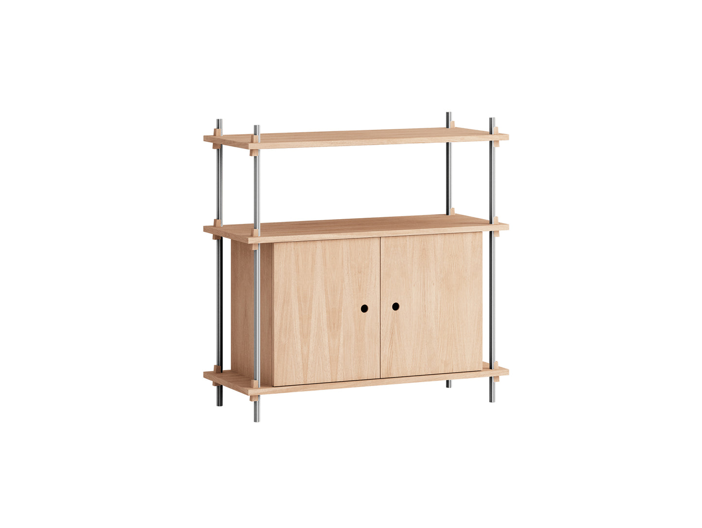 Shelving System Sets (85 cm) by Moebe - S.85.1.B / Stainless Steel Uprights / Oiled Oak
