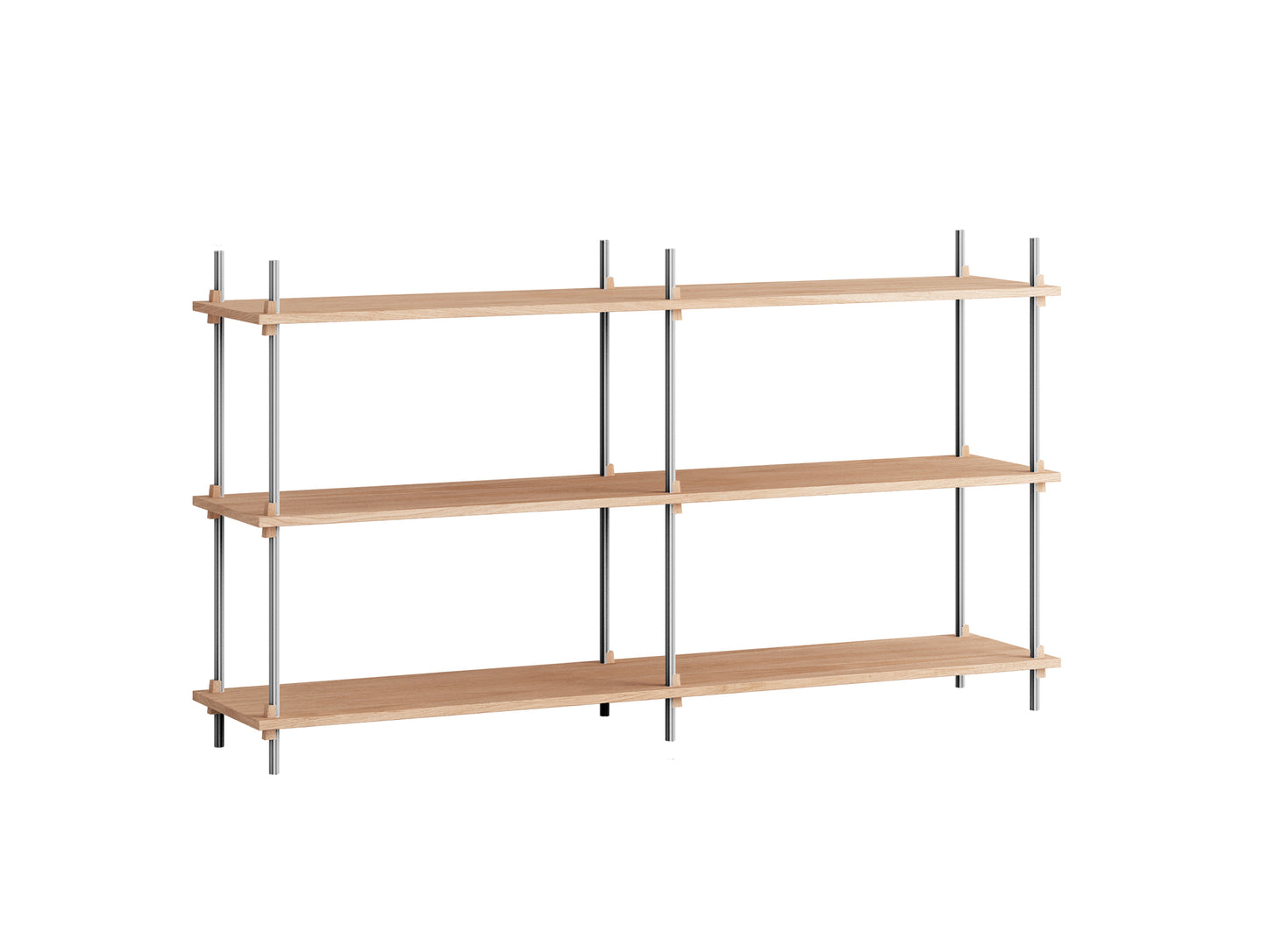 Shelving System Sets (85 cm) by Moebe - S.85.2.B / Stainless Steel Uprights / Oiled Oak
