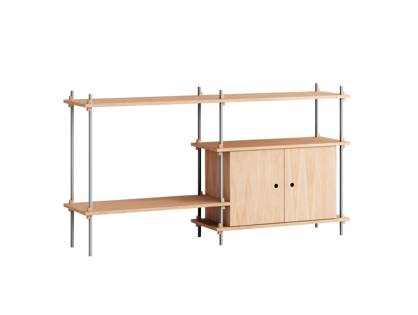 Shelving System Sets (85 cm) by Moebe - S.85.2.C / Stainless Steel Uprights / Oiled Oak