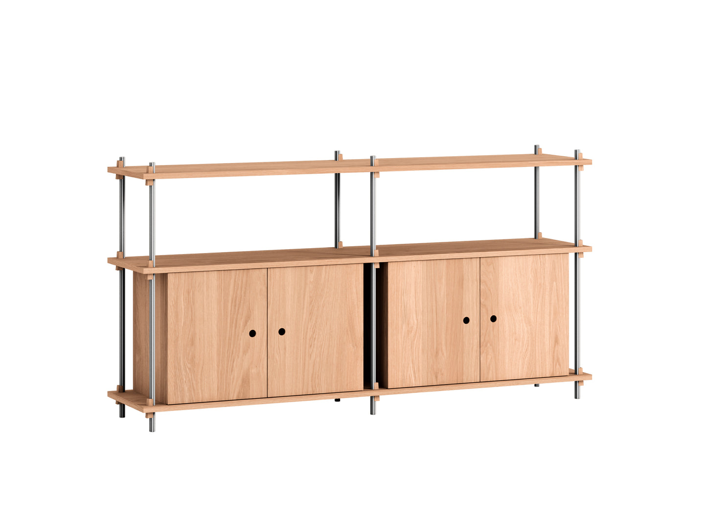 Shelving System Sets (85 cm) by Moebe - S.85.2.D / Stainless Steel Uprights / Oiled Oak