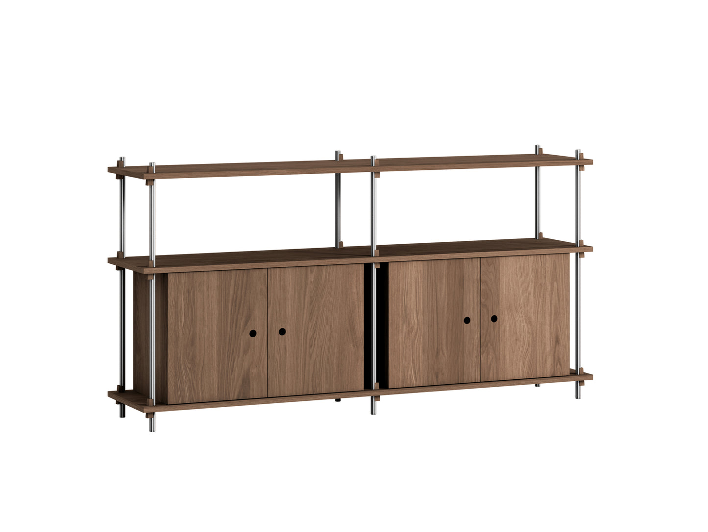 Shelving System Sets (85 cm) by Moebe - S.85.2.D / Stainless Steel Uprights / Smoked Oak