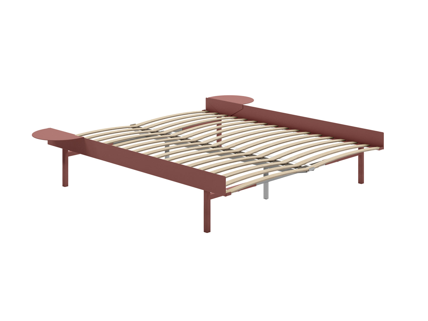Bed 90 - 180 cm (High) by Moebe- Bed Frame / with 160cm wide Slats / 2 Side Table / Dusty Rose