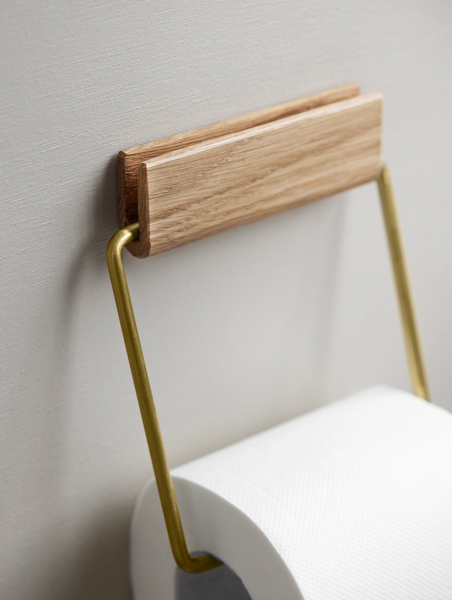 Wooden Toilet Roll Holder by Moebe - Brass