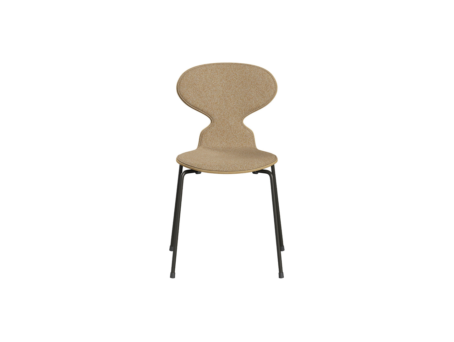 Ant Chair Front Upholstered - 4 Legs by Fritz Hansen - Brown Bronze Powder-Coated Steel / Oak Veneer Shell / Vanir 413