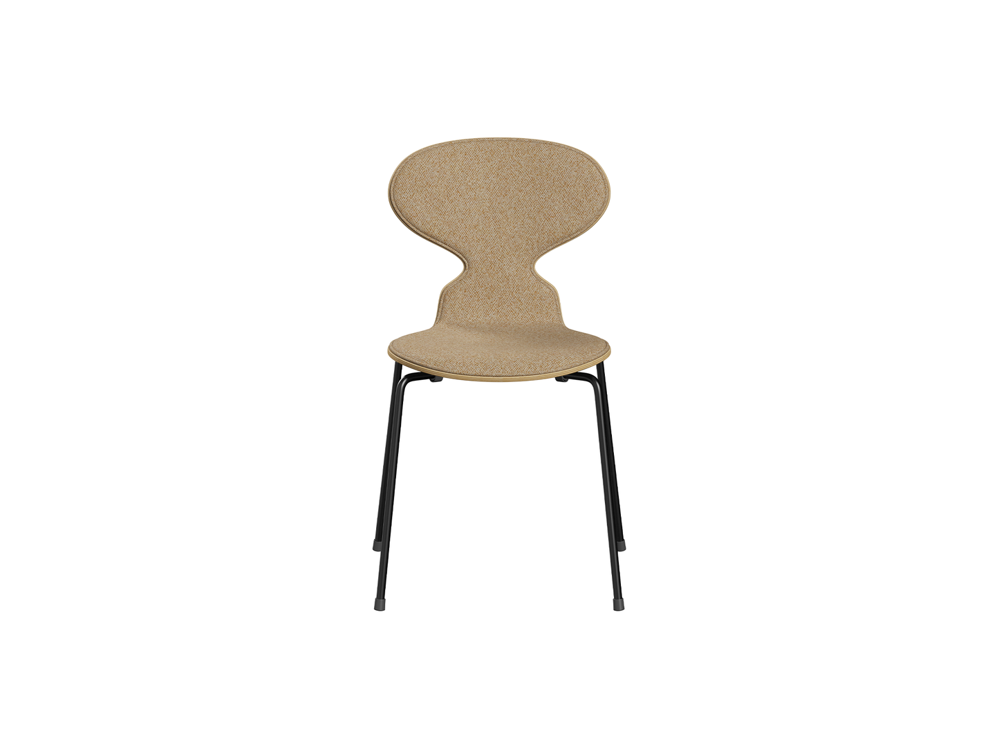 Ant Chair Front Upholstered - 4 Legs by Fritz Hansen - Black Powder-Coated Steel / Oak Veneer Shell / Vanir 413