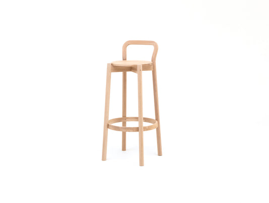 Castor Barstool with Backrest by Karimoku New Standard - High / Oak