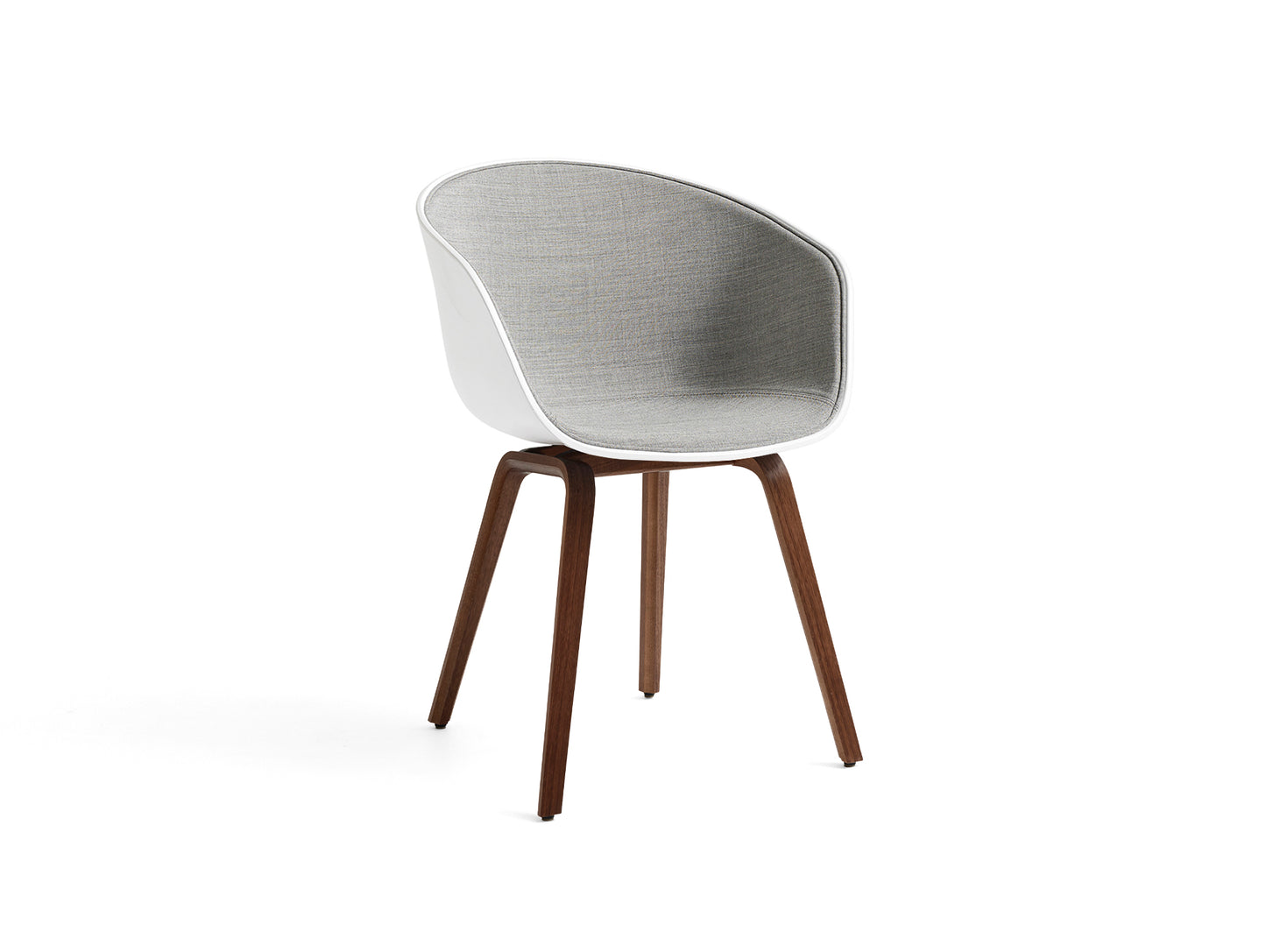 About A Chair AAC 22 - Front Upholstery by HAY - White 2.0 + Remix 3 123 Shell / Lacquered Walnut Base