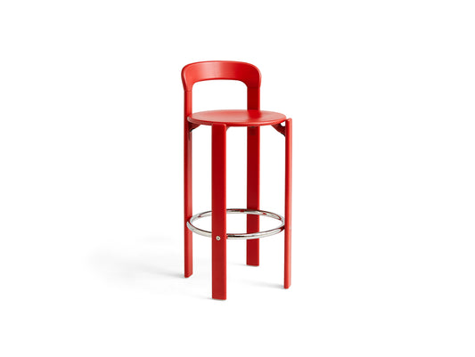 Rey Bar Stool by HAY - Scarlet Red Lacquered Beech