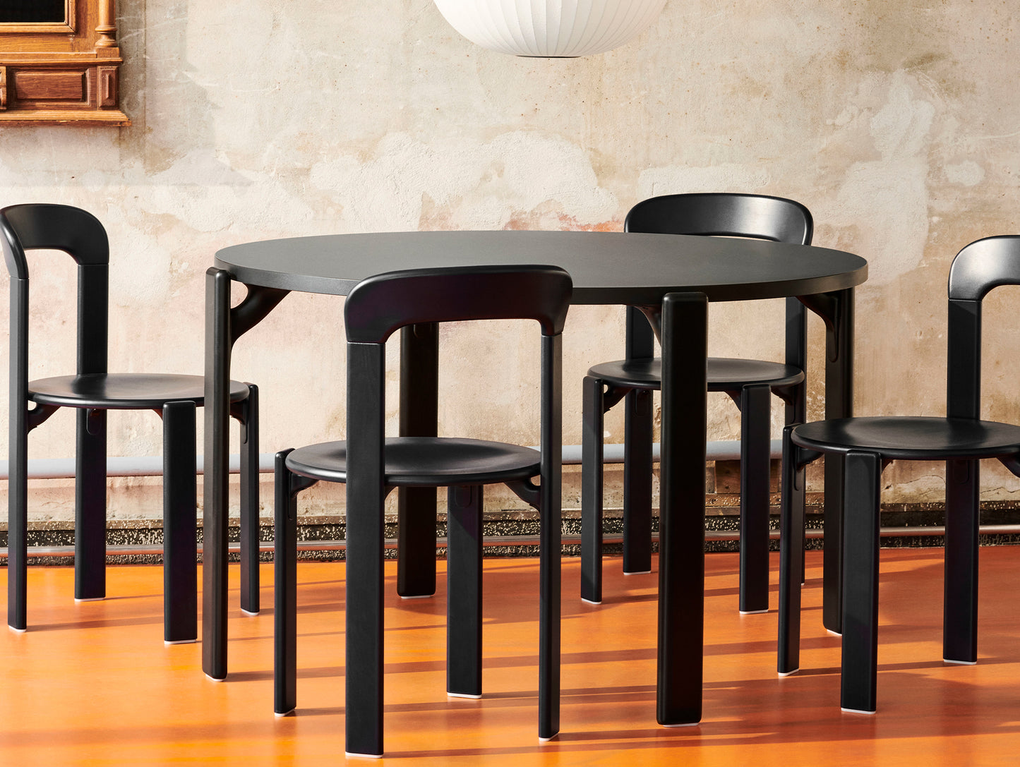 Rey Dining Table by HAY - Vulcano Laminate Tabletop / Deep Black Beech Frame