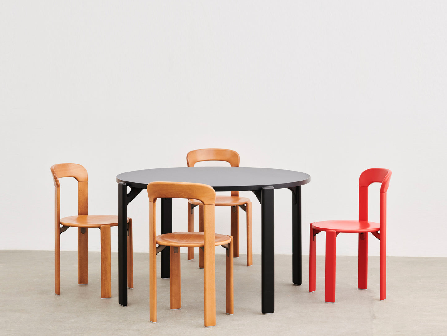 Rey Dining Table by HAY - Vulcano Laminate Tabletop / Deep Black Beech Frame