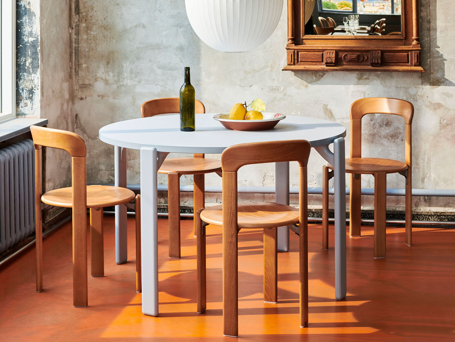 Rey Dining Table by HAY - Gull Laminate Tabletop / Slate Blue Beech Frame