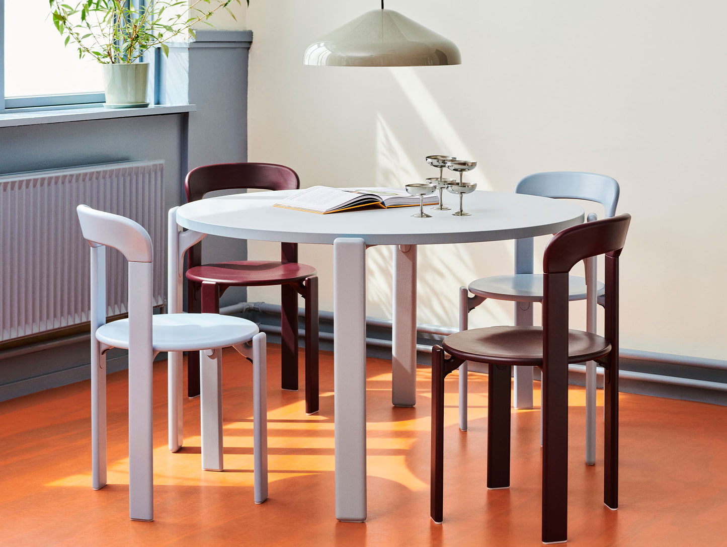 Rey Dining Table by HAY - Gull Laminate Tabletop / Slate Blue Beech Frame