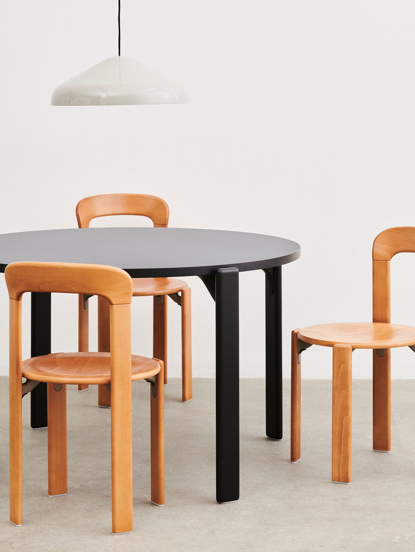 Rey Dining Table by HAY - Vulcano Laminate Tabletop / Deep Black Beech Frame